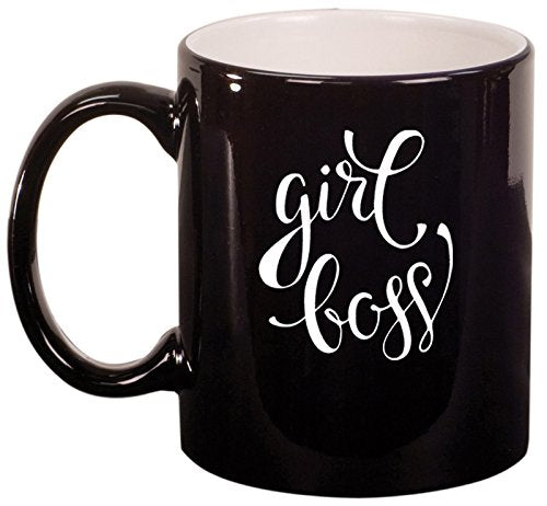 Ceramic Coffee Tea Mug Cup Girl Boss (Black)