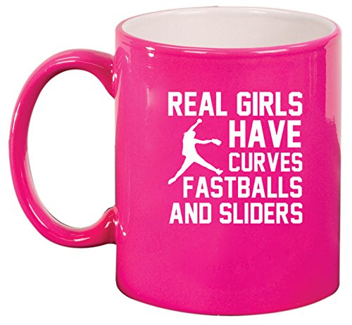 Ceramic Coffee Tea Mug Cup Real Girls Curves Softball (Pink)