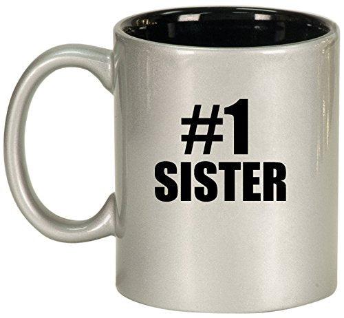 Ceramic Coffee Tea Mug #1 Sister (Silver)