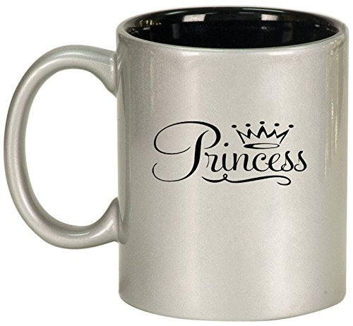 Ceramic Coffee Tea Mug Cup Princess Fancy (Silver)