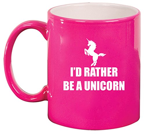Ceramic Coffee Tea Mug Cup I'd Rather Be A Unicorn (Pink)