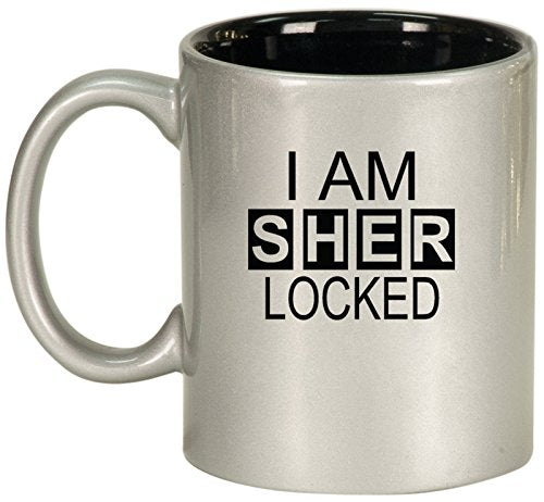 Ceramic Coffee Tea Mug I Am Sherlocked (Silver)