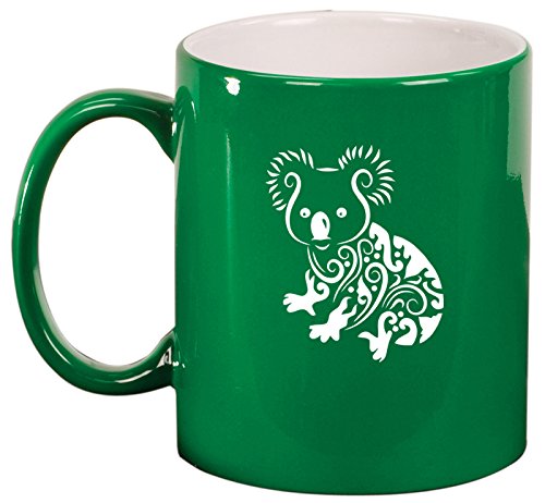 Ceramic Coffee Tea Mug Cup Fancy Koala Bear (Green)