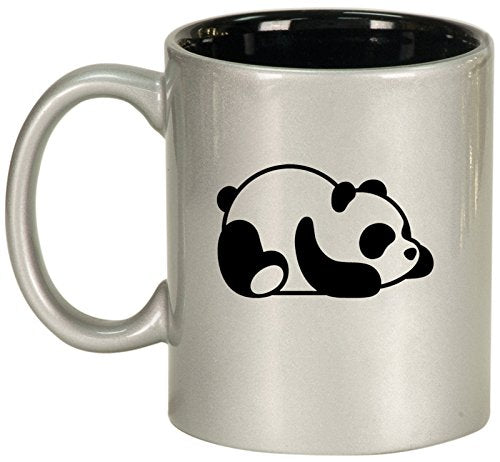 Ceramic Coffee Tea Mug Cup Lazy Panda (Silver)