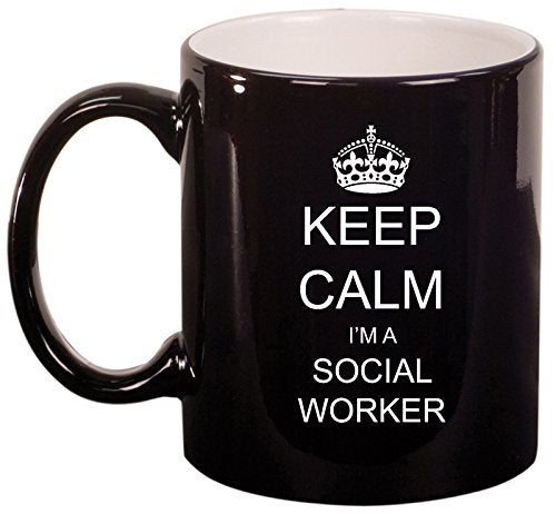 Ceramic Coffee Tea Mug Cup Keep Calm I'm A Social Worker (Black)