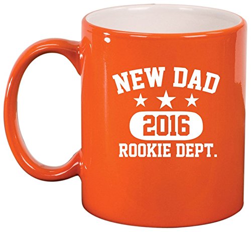 Ceramic Coffee Tea Mug Cup New Dad 2016 Father Rookie Dept (Orange)