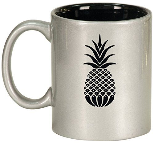 Ceramic Coffee Tea Mug Cup Pineapple (Silver)