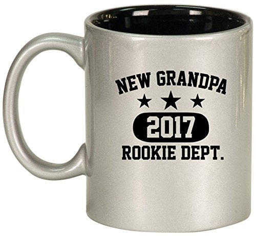 Ceramic Coffee Tea Mug Cup New Grandpa 2017 Grandfather Rookie Dept (Silver)
