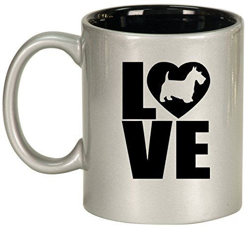 Ceramic Coffee Tea Mug Cup LOVE Scottie (Silver)