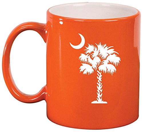 Ceramic Coffee Tea Mug Cup Palmetto Tree South Carolina Palm Moon (Orange)