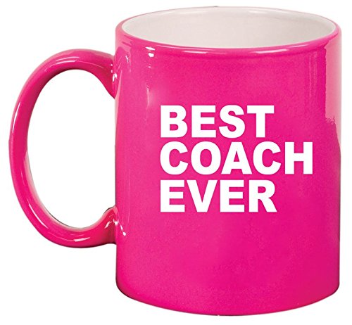 Ceramic Coffee Tea Mug Cup Best Coach Ever (Pink)