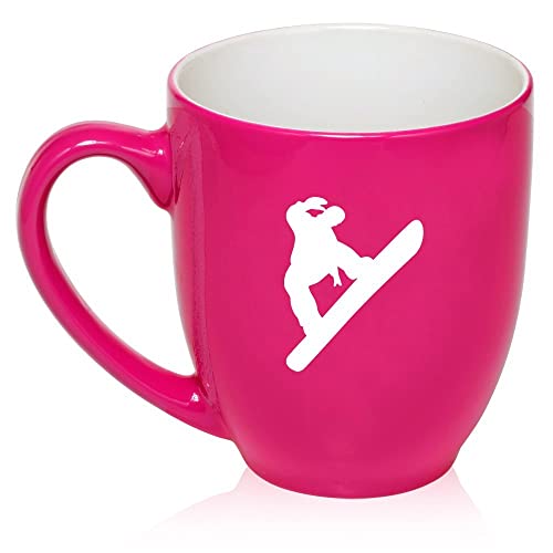 16 oz Large Bistro Mug Ceramic Coffee Tea Glass Cup Snowboard Snowboarder (Hot Pink),MIP
