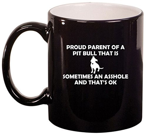 Ceramic Coffee Tea Mug Cup Proud Parent Pit Bull (Black)