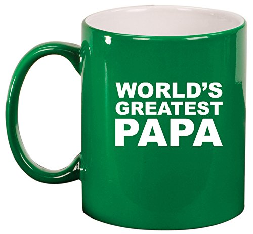 Ceramic Coffee Tea Mug Cup World's Greatest Papa (Green)
