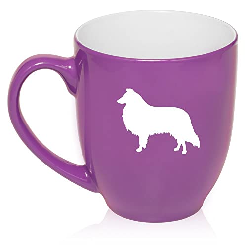 16 oz Large Bistro Mug Ceramic Coffee Tea Glass Cup Collie (Purple),MIP