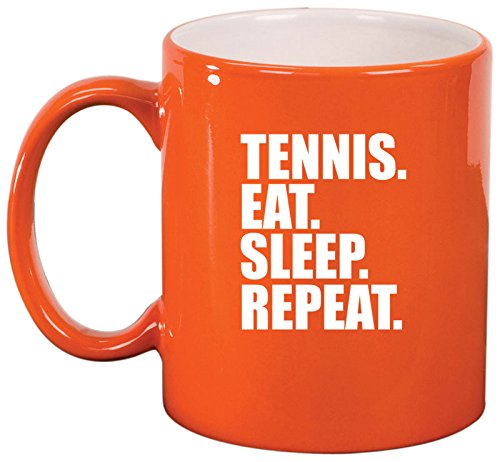 Ceramic Coffee Tea Mug Cup Tennis Eat Sleep Repeat (Orange)