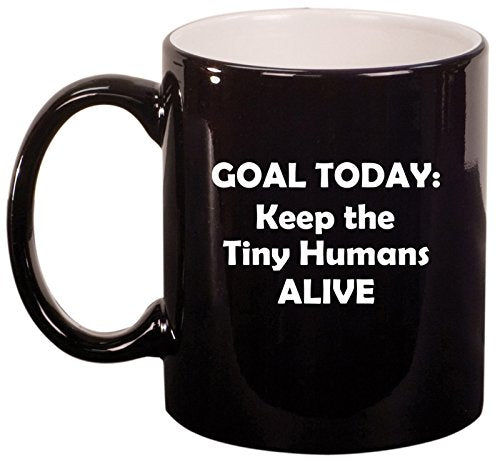 Ceramic Coffee Tea Mug Cup Keep The Tiny Humans Alive Funny Teacher Nurse Pediatrics Gift (Black)