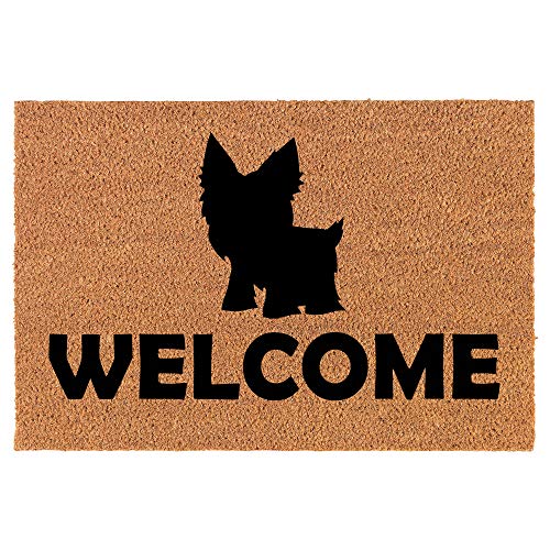 Coir Doormat Front Door Mat New Home Closing Housewarming Gift Welcome Yorkie (24" x 16" Small)