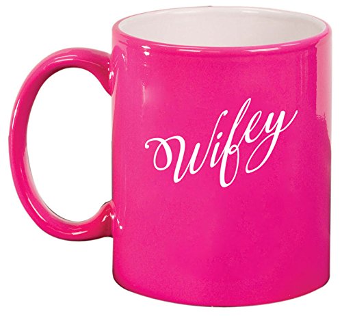 Ceramic Coffee Tea Mug Cup Wifey Wife (Pink)