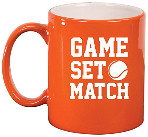 Ceramic Coffee Tea Mug Cup Game Set Match Tennis (Orange)