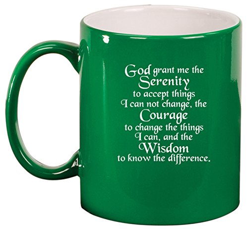 Ceramic Coffee Tea Mug Cup Serenity Quote (Green)