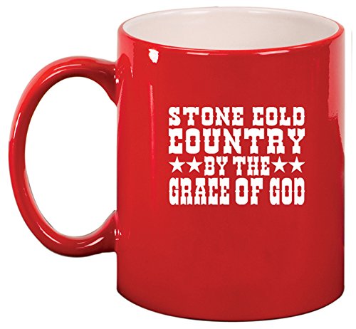 Ceramic Coffee Tea Mug Stone Cold Country (Red)