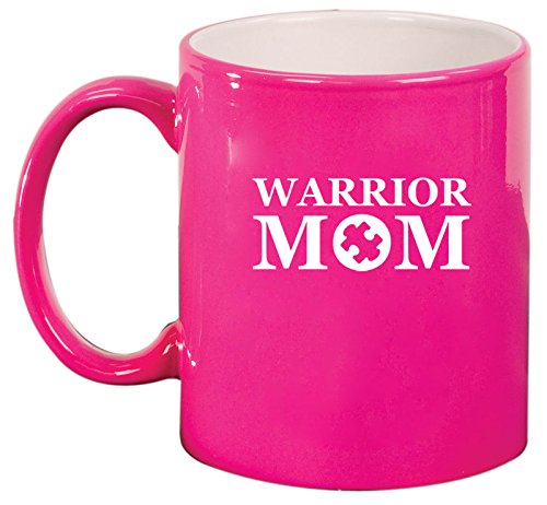 Ceramic Coffee Tea Mug Warrior Mom Autism (Hot Pink)