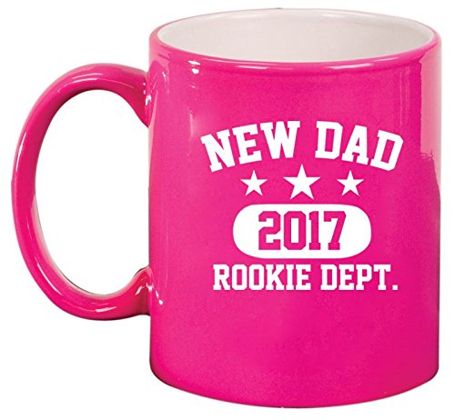 Ceramic Coffee Tea Mug Cup New Dad 2017 Father Rookie Dept (Pink)