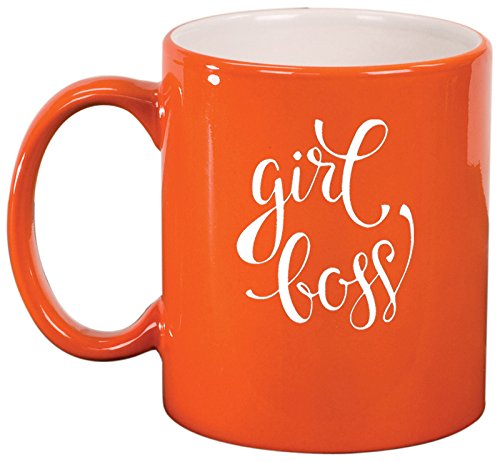 Ceramic Coffee Tea Mug Cup Girl Boss (Orange)
