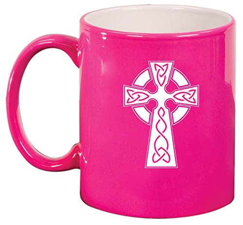 Ceramic Coffee Tea Mug Cup Celtic Cross (Pink)