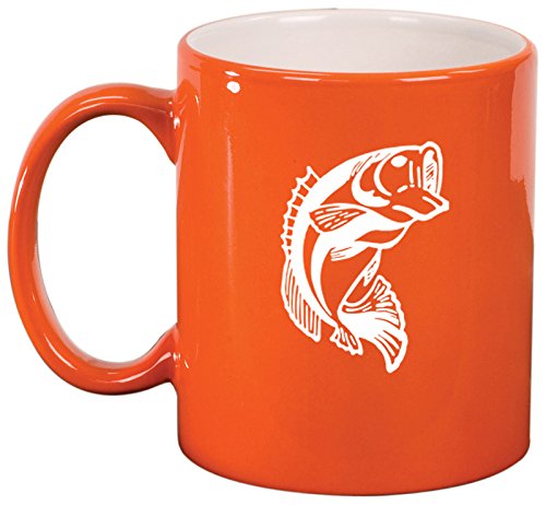 Ceramic Coffee Tea Mug Cup Bass Fish (Orange)