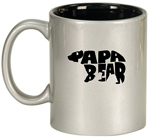 Ceramic Coffee Tea Mug Cup Dad Father Papa Bear (Silver)