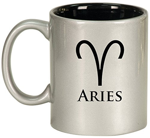 Ceramic Coffee Tea Mug Cup Aries (Silver)