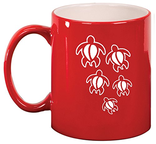 Ceramic Coffee Tea Mug Cup Swimming Turtles (Red)