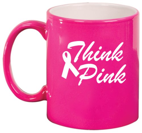 Hot Pink Think Pink Breast Cancer Ceramic Coffee Tea Mug Cup