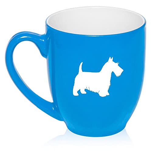 16 oz Large Bistro Mug Ceramic Coffee Tea Glass Cup Scottie Scottish Terrier (Light Blue),MIP