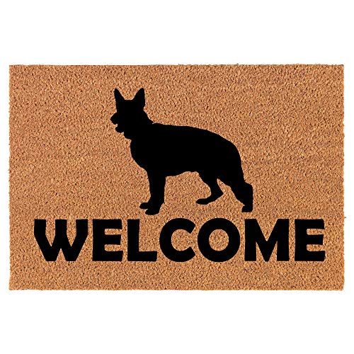Coir Doormat Front Door Mat New Home Closing Housewarming Gift Welcome German Shepherd (24" x 16" Small)
