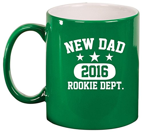 Ceramic Coffee Tea Mug Cup New Dad 2016 Father Rookie Dept (Green)