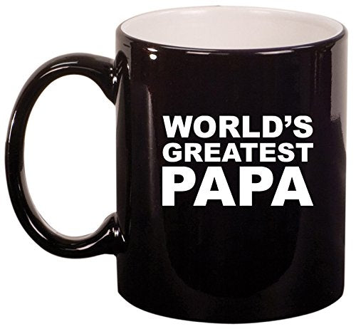 Ceramic Coffee Tea Mug Cup World's Greatest Papa (Black)