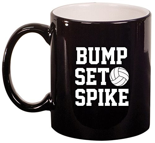 Ceramic Coffee Tea Mug Bump Set Spike Volleyball (Black)