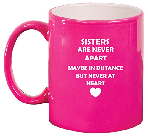 Ceramic Coffee Tea Mug Cup Sisters Long Distance Love (Pink)