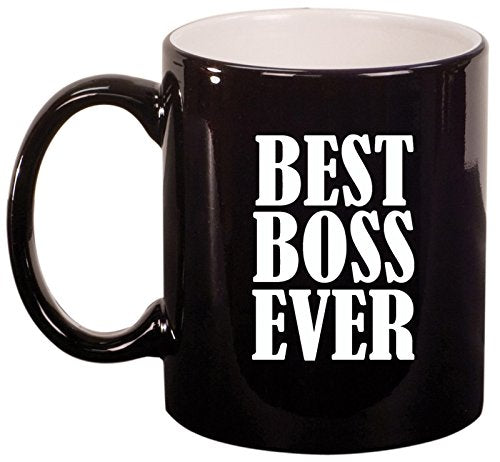 Ceramic Coffee Tea Mug Cup Best Boss Ever (Black)