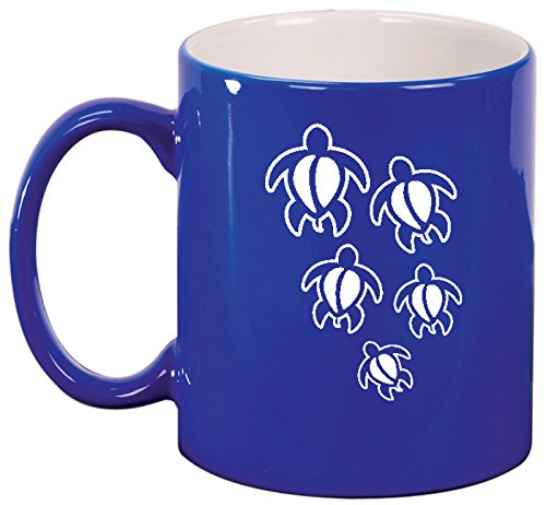 Ceramic Coffee Tea Mug Cup Swimming Turtles (Blue)