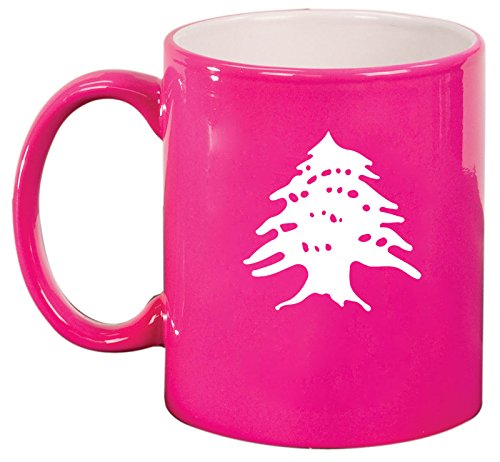 Ceramic Coffee Tea Mug Cup Cedar Tree Lebanon Lebanese (Pink)