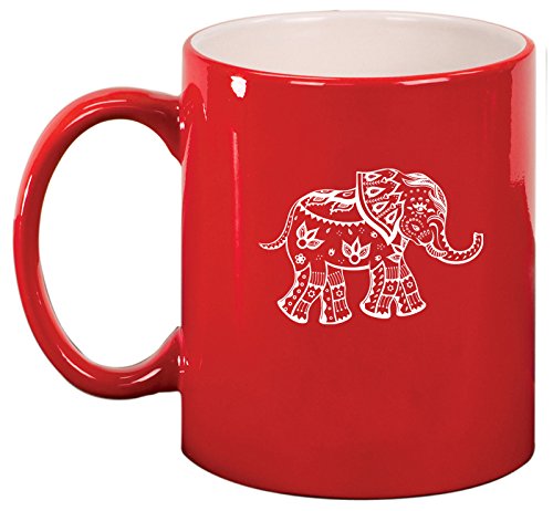 Ceramic Coffee Tea Mug Cup Festive Elephant (Red)