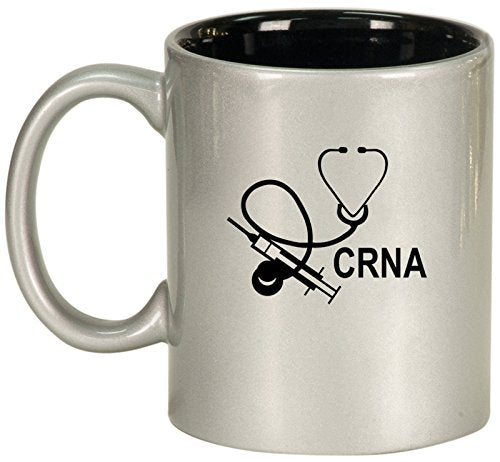 Ceramic Coffee Tea Mug Cup CRNA Nurse Anesthetist Anesthesiology (Silver)