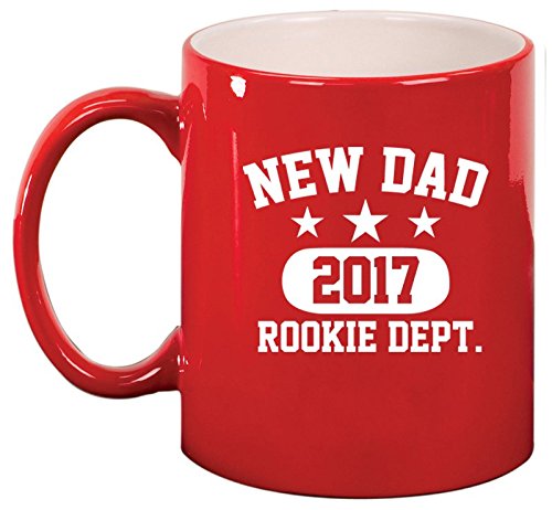 Ceramic Coffee Tea Mug Cup New Dad 2017 Father Rookie Dept (Red)