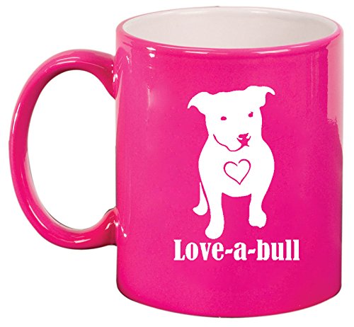 Ceramic Coffee Tea Mug Cup Love-a-bull Pitbull Love (Pink)