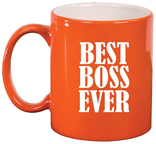 Ceramic Coffee Tea Mug Cup Best Boss Ever (Orange)