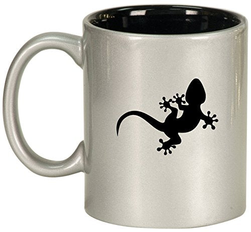 Ceramic Coffee Tea Mug Cup Gecko Lizard (Silver)